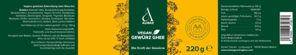 Gewürz Ghee Vegan / Kokosöl nativ Bio – Bild 3